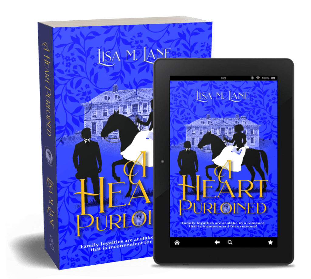 Mockups of A Heart Purloined, posted on my grousable books newsletter for May